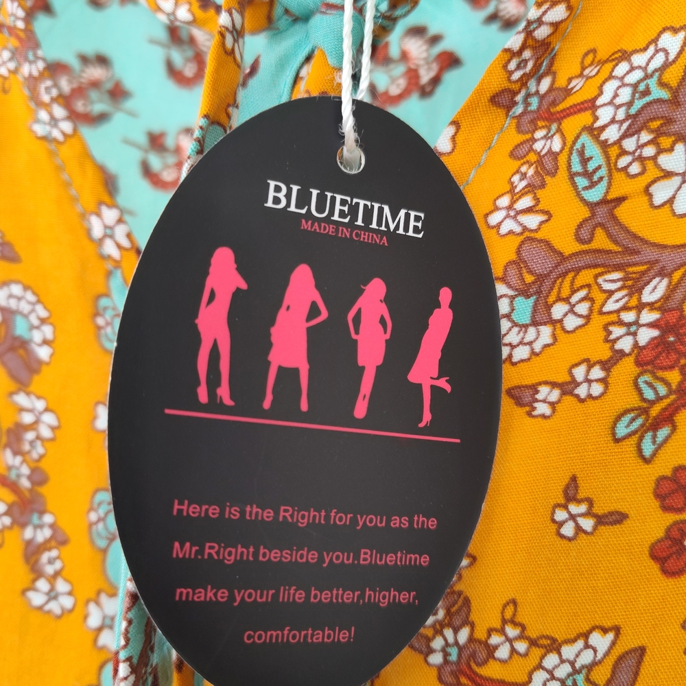 Floral Bohemian Dress - Orange and Teal - Picture 4 of 4